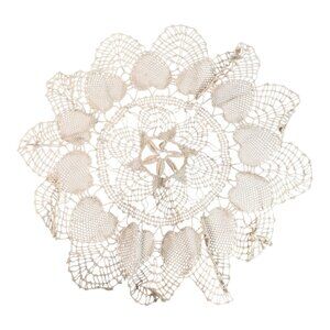 Handmade Crochet Lace Doily Floral Design Cotton White Vintage Cottage Core 10"